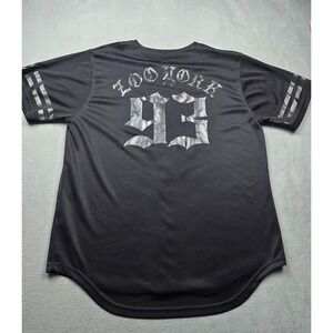Zoo York Mens Baseball Jersey Black Silver 93 Gothic Logo Mesh Shirt Medium